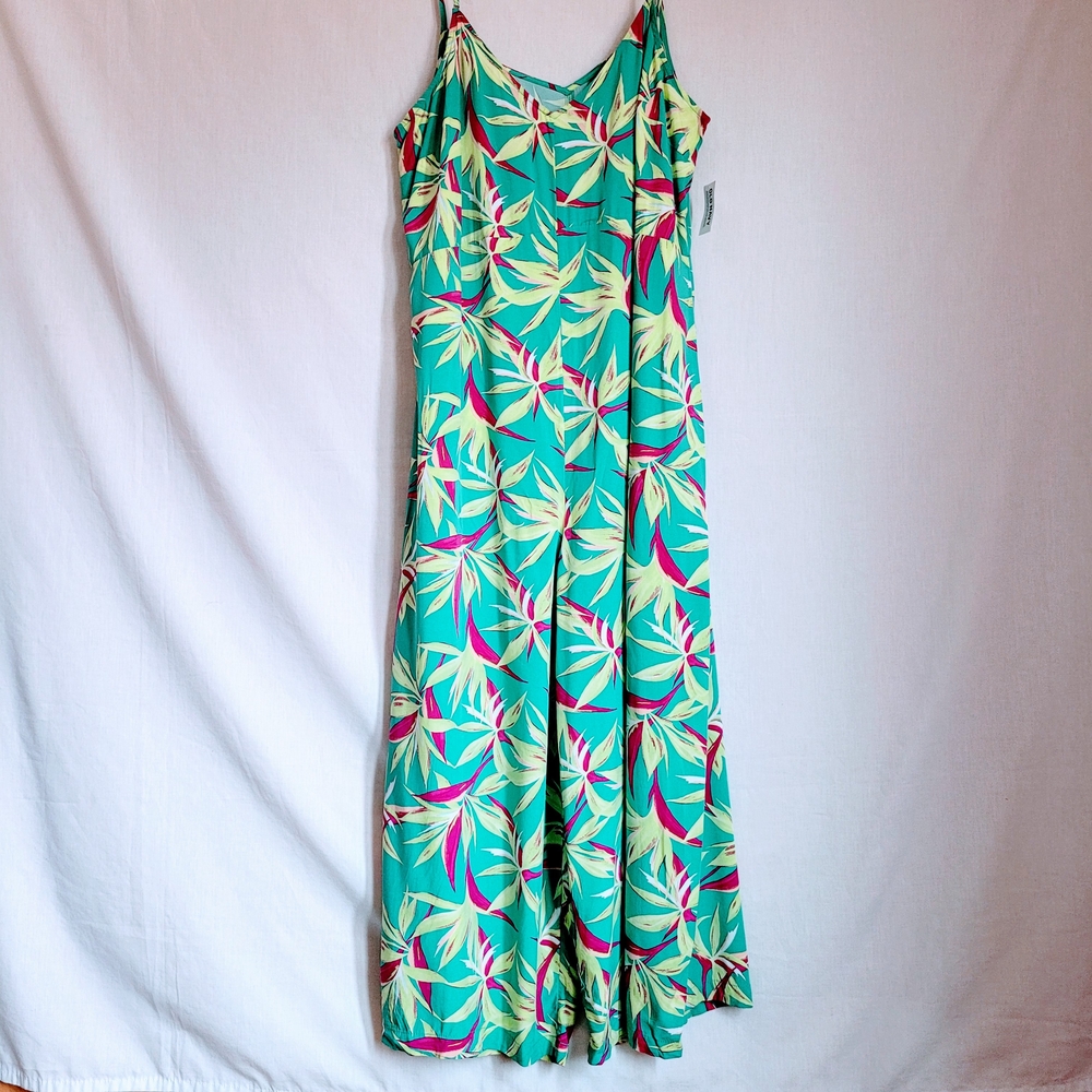 Tropical V Neck Jumpsuit Romper Size XXL Petite